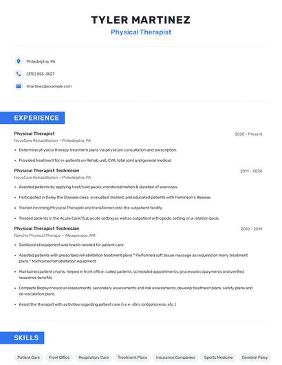 Physical Therapist Resume