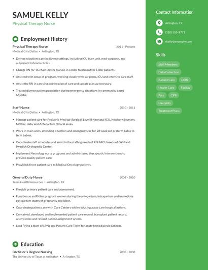 Physical Therapy Nurse Resume