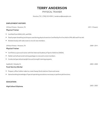Physical Trainer Resume