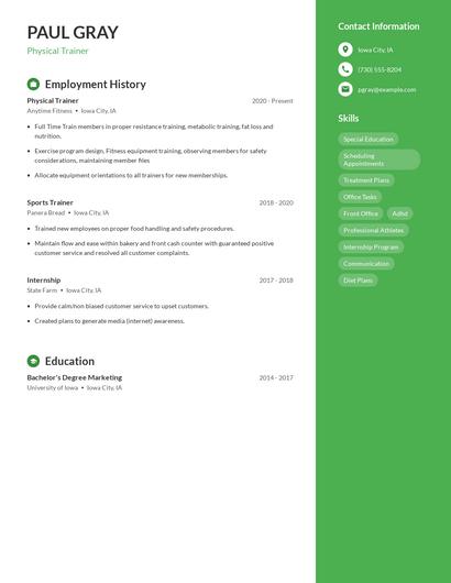 Physical Trainer Resume