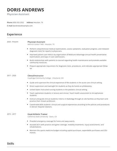 Physician Assistant Resume