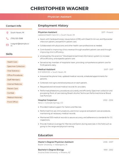 Physician Assistant Resume