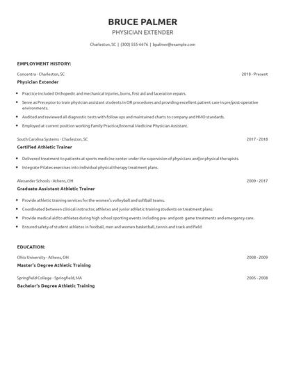 Physician Extender Resume