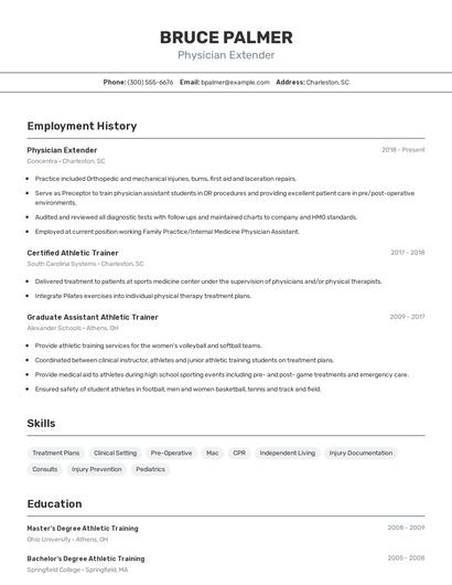 Physician Extender Resume