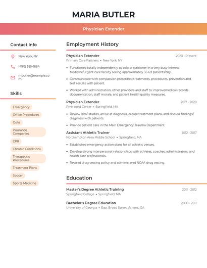 Physician Extender Resume