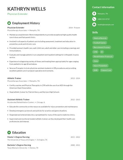 Physician Extender Resume