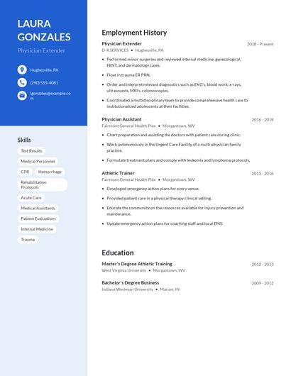 Physician Extender Resume