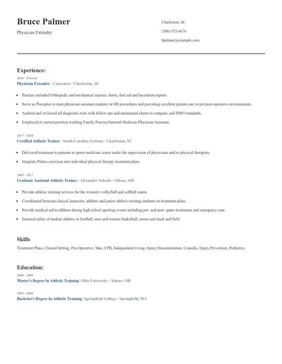 Physician Extender Resume