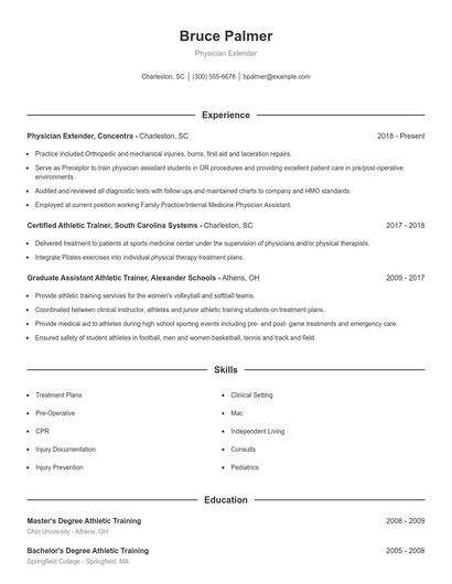Physician Extender Resume