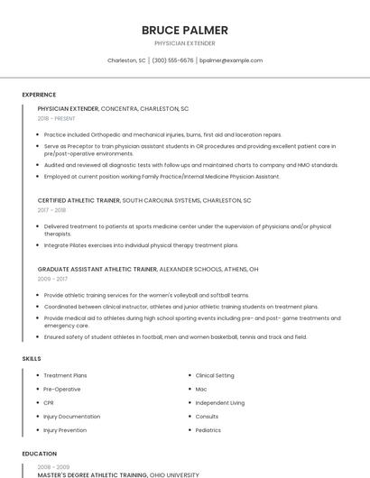 Physician Extender Resume