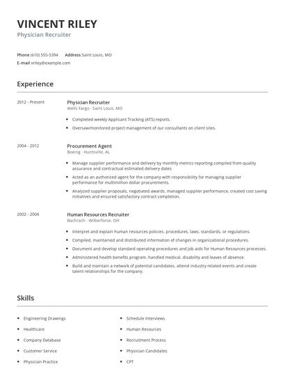 Physician Recruiter Resume