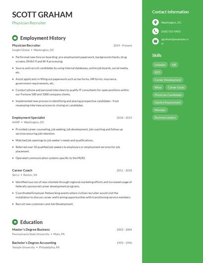Physician Recruiter Resume