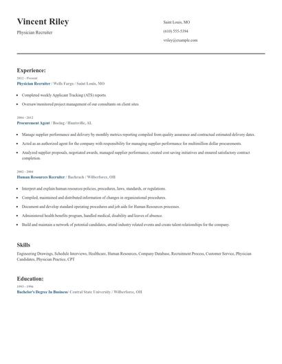 Physician Recruiter Resume
