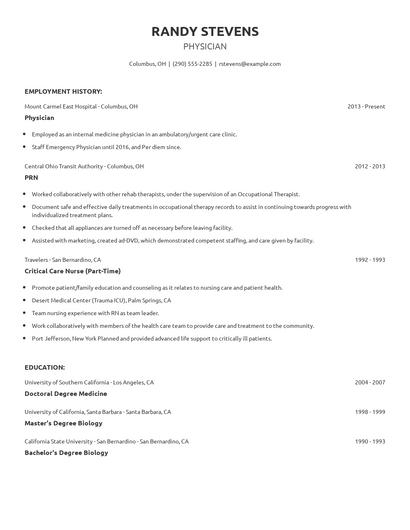 Physician Resume