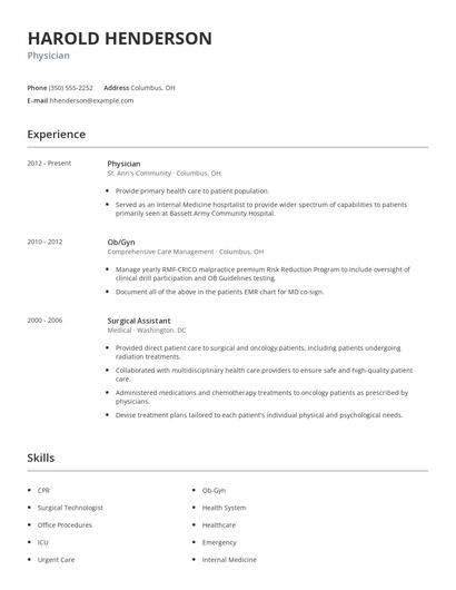 Physician Resume