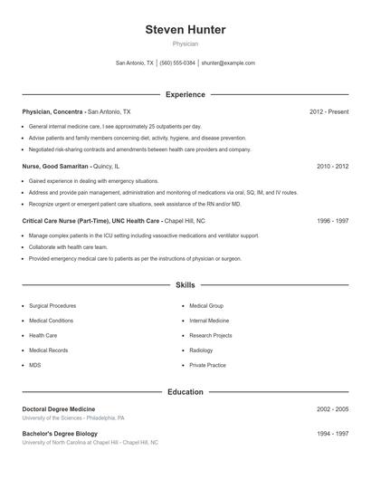 Physician Resume