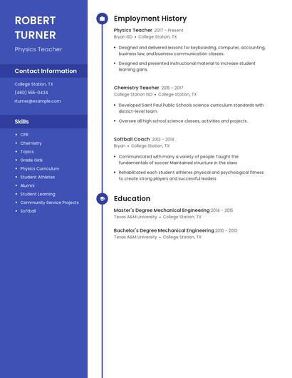 Physics Teacher Resume