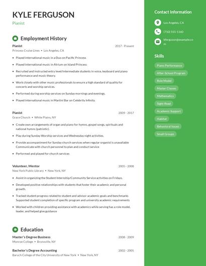 Pianist Resume
