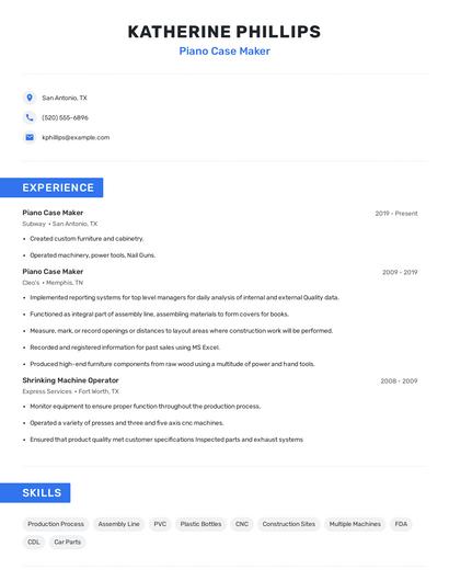 Piano Case Maker Resume