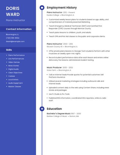 Piano Instructor Resume