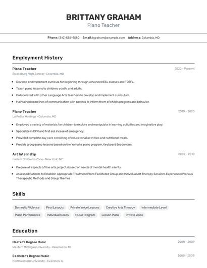 Resume example 2