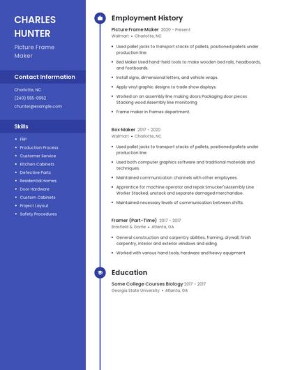 Picture Frame Maker Resume