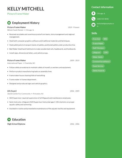 Picture Frame Maker Resume