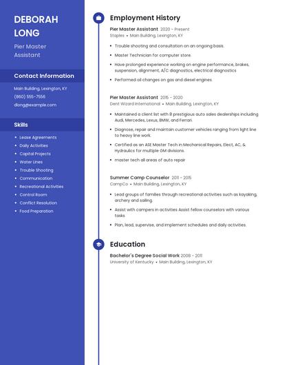 Pier Master Assistant Resume