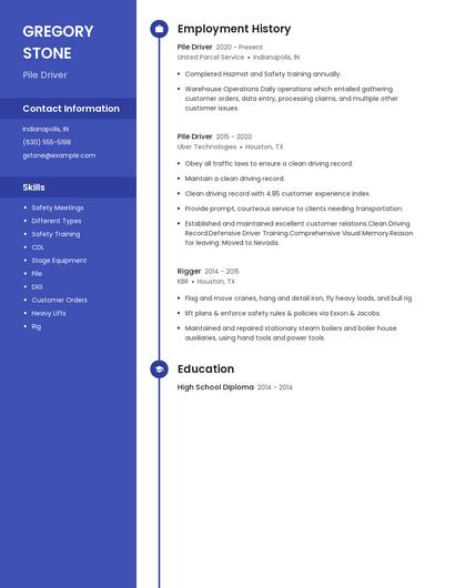 Pile Driver Resume