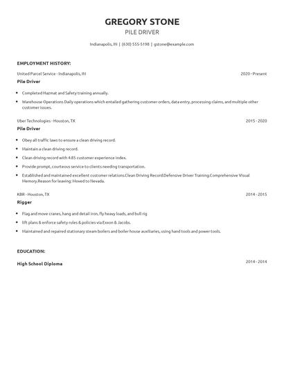 Pile Driver Resume
