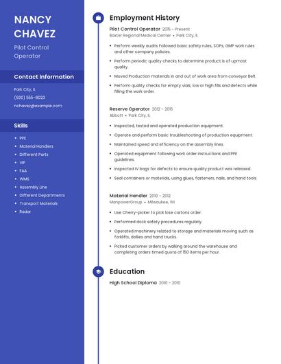 Pilot Control Operator Resume