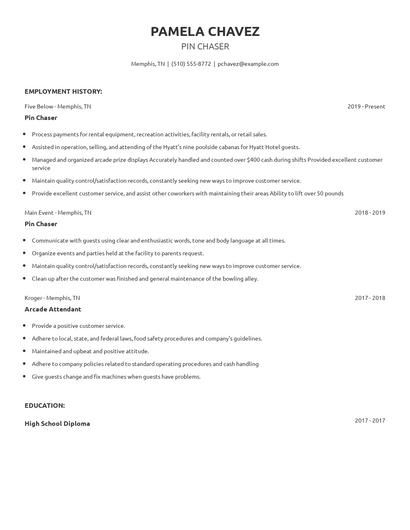 Pin Chaser Resume