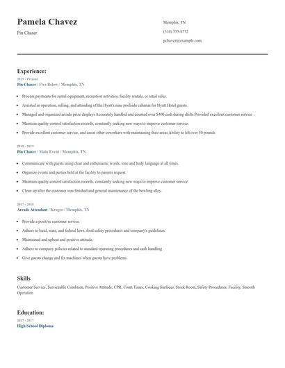 Pin Chaser Resume