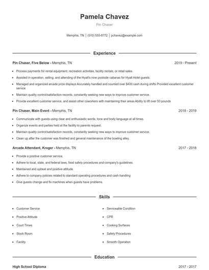 Pin Chaser Resume