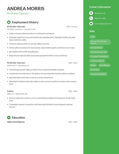 Pin Drafter Operator Resume