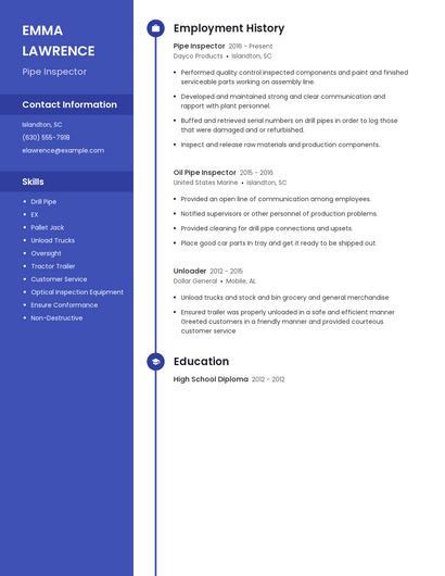 Pipe Inspector Resume