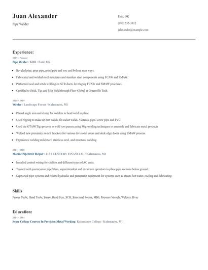 Pipe Welder Resume