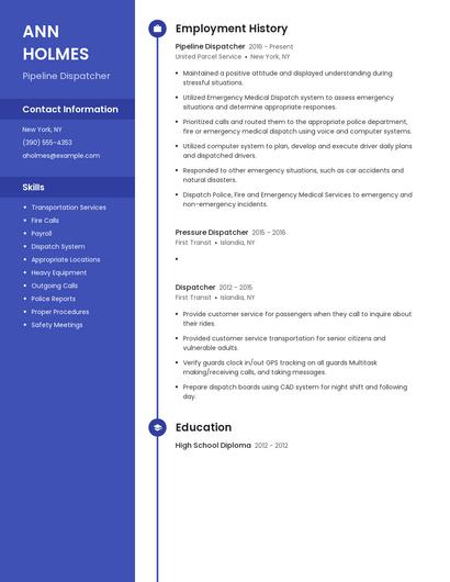 Pipeline Dispatcher Resume