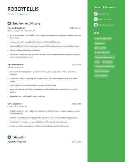Pipeline Dispatcher Resume