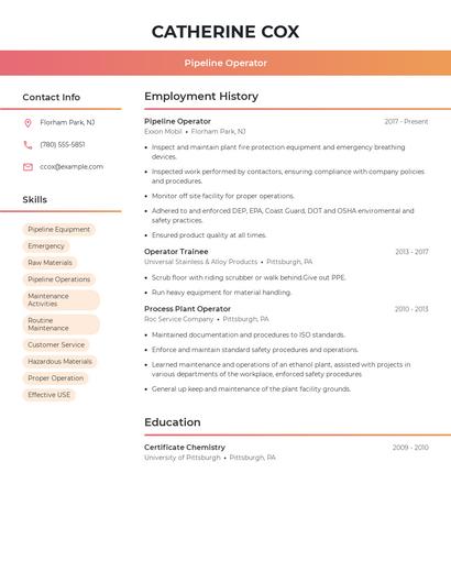 Pipeline Operator Resume