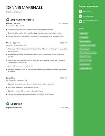 Pipeline Operator Resume