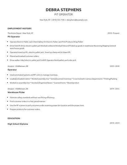 Pit Operator Resume