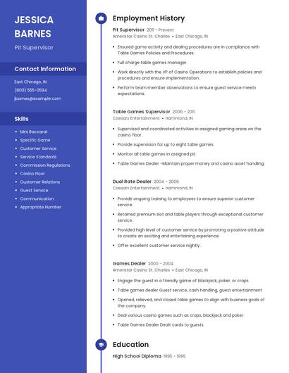 Pit Supervisor Resume