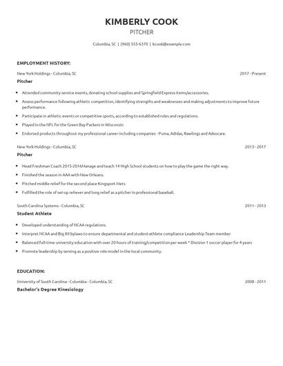 Pitcher Resume