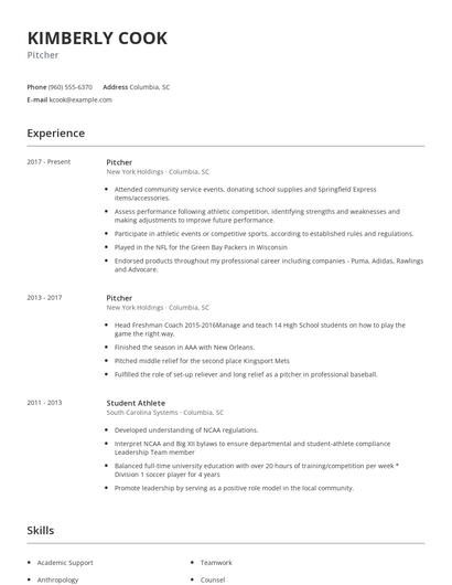 Pitcher Resume
