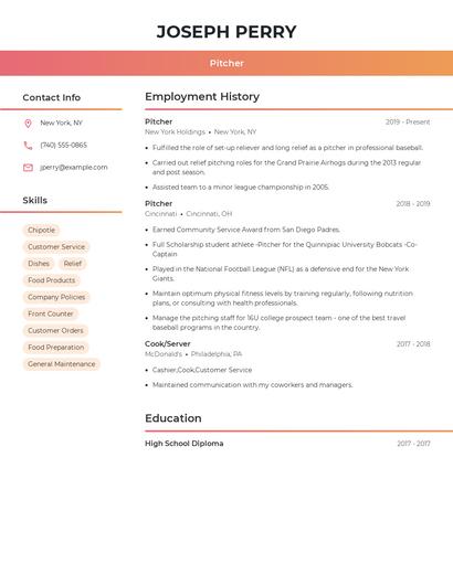Pitcher Resume