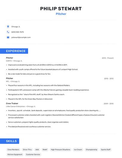 Pitcher Resume