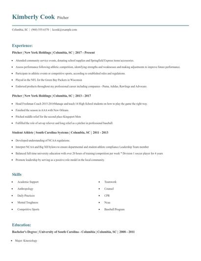 Pitcher Resume