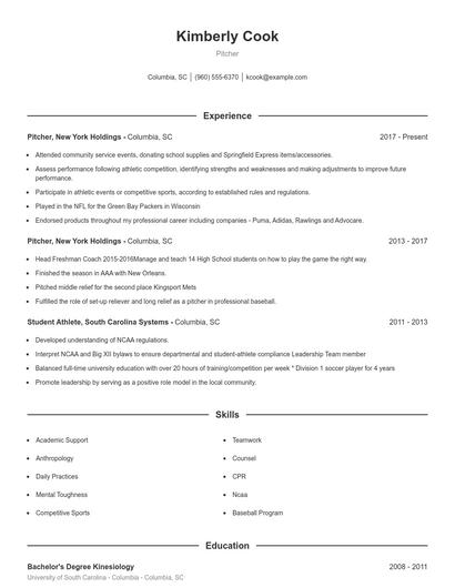 Pitcher Resume