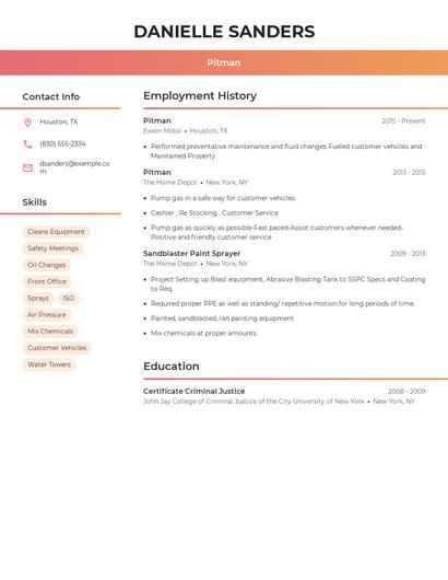 Pitman Resume